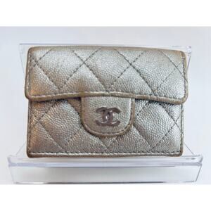 Chanel Metallic Caviar Quilted Flap Wallet SHW Series 31 2021 Authentic CoA